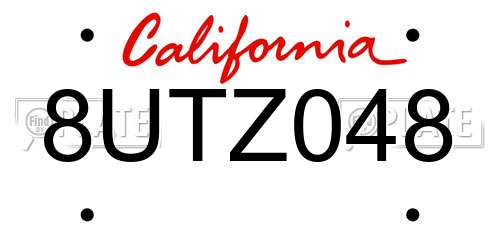 8UTZ048 California License Plate
