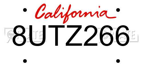 8UTZ266 California License Plate