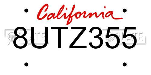 8UTZ355 California License Plate