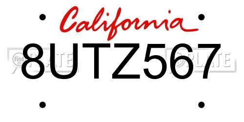 8UTZ567 California License Plate