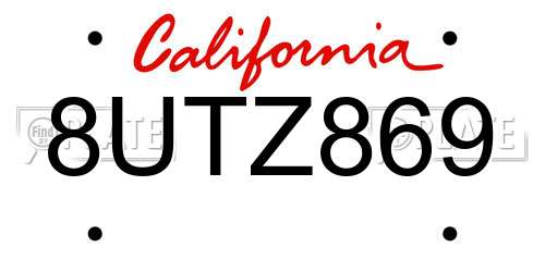 8UTZ869 California License Plate