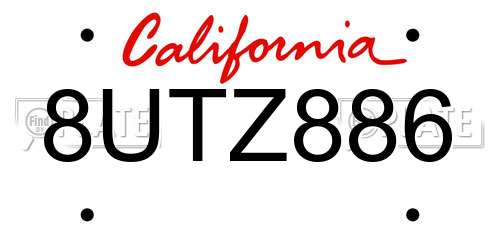 8UTZ886 California License Plate