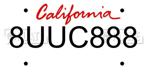 8UUC888 California License Plate