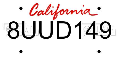 8UUD149 California License Plate