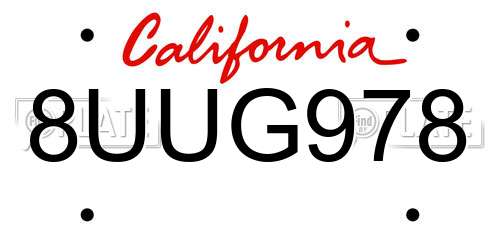 8UUG978 California License Plate