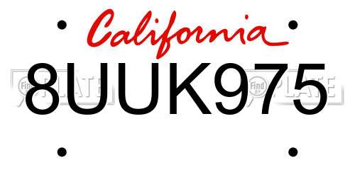 8UUK975 California License Plate