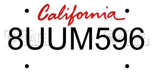 8UUM596 California License Plate