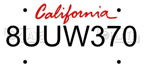 8UUW370 California License Plate