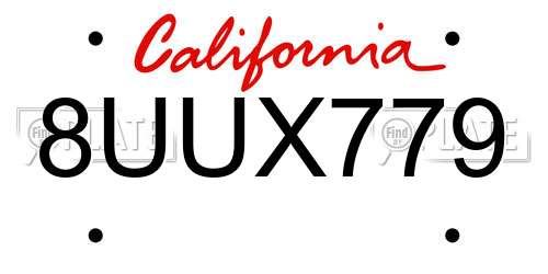 8UUX779 California License Plate