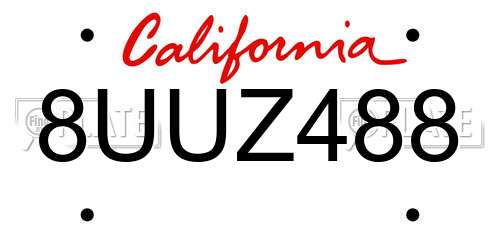 8UUZ488 California License Plate
