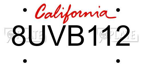 8UVB112 California License Plate