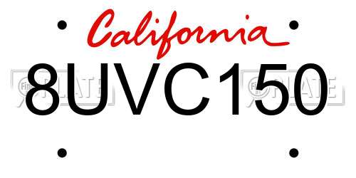 8UVC150 California License Plate
