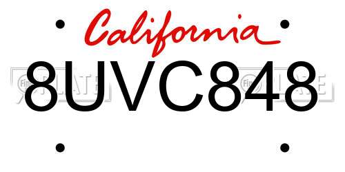 8UVC848 California License Plate