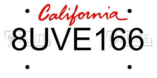 8UVE166 California License Plate