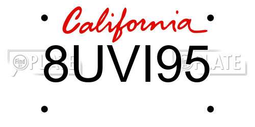8UVI95 California License Plate