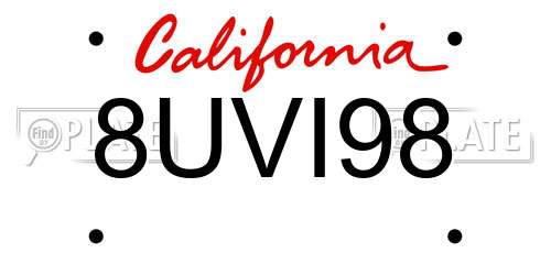 8UVI98 California License Plate