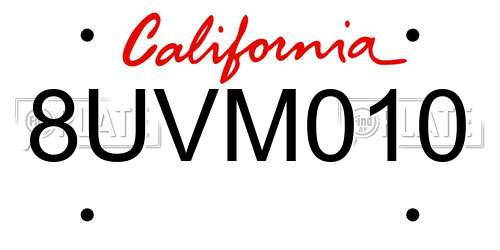 8UVM010 California License Plate