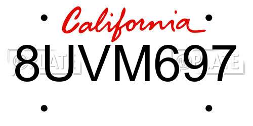 8UVM697 California License Plate