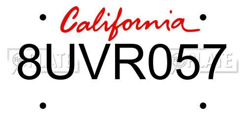 8UVR057 California License Plate