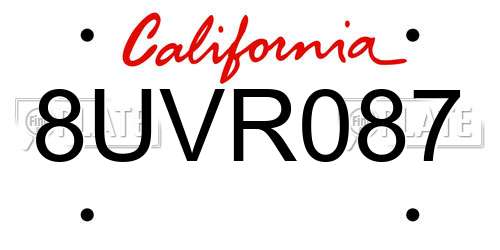 8UVR087 California License Plate