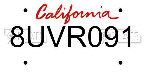 8UVR091 California License Plate