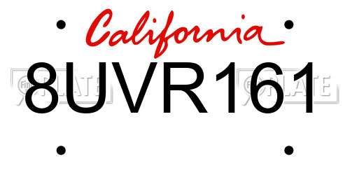 8UVR161 California License Plate