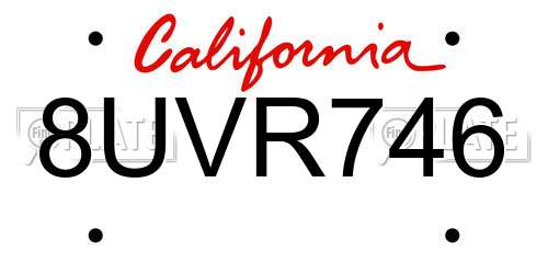 8UVR746 California License Plate