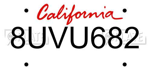 8UVU682 California License Plate