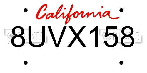 8UVX158 California License Plate