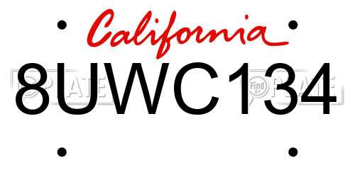 8UWC134 California License Plate