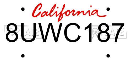 8UWC187 California License Plate