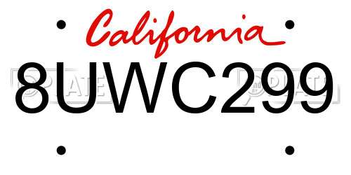 8UWC299 California License Plate