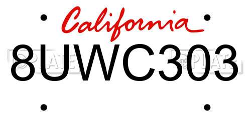 8UWC303 California License Plate