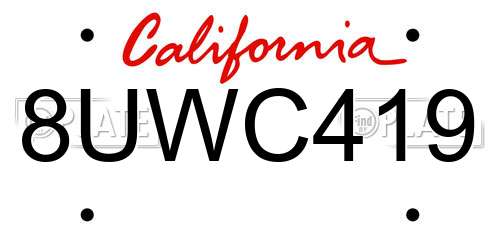 8UWC419 California License Plate