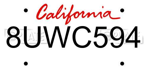 8UWC594 California License Plate