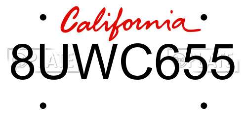 8UWC655 California License Plate