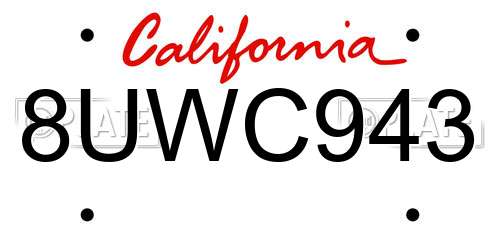 8UWC943 California License Plate