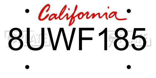 8UWF185 California License Plate