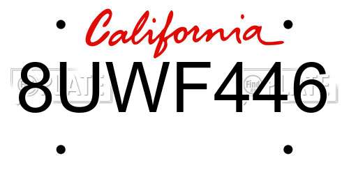 8UWF446 California License Plate