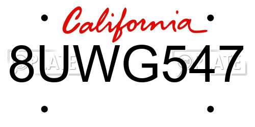 8UWG547 California License Plate