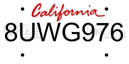 8UWG976 California License Plate