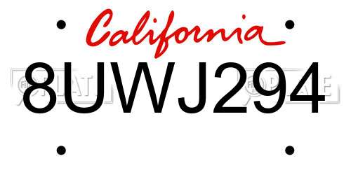 8UWJ294 California License Plate