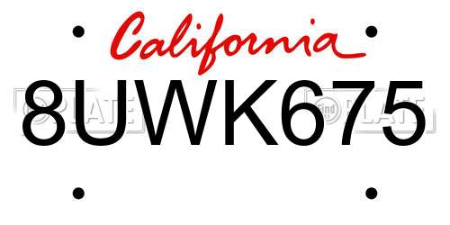 8UWK675 California License Plate