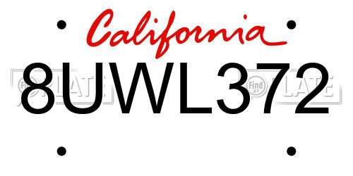 8UWL372 California License Plate