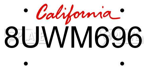 8UWM696 California License Plate