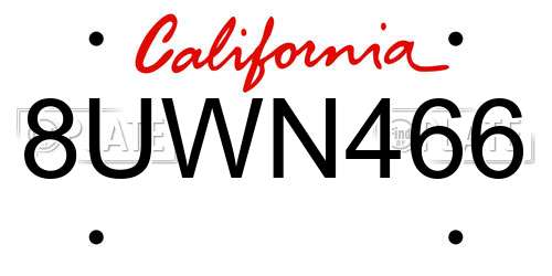 8UWN466 California License Plate