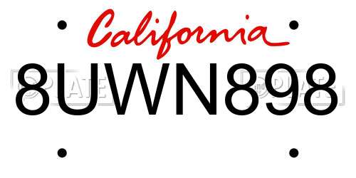 8UWN898 California License Plate
