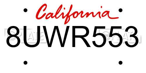 8UWR553 California License Plate