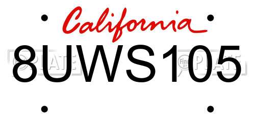 8UWS105 California License Plate