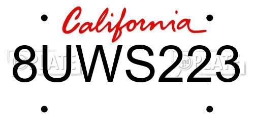 8UWS223 California License Plate